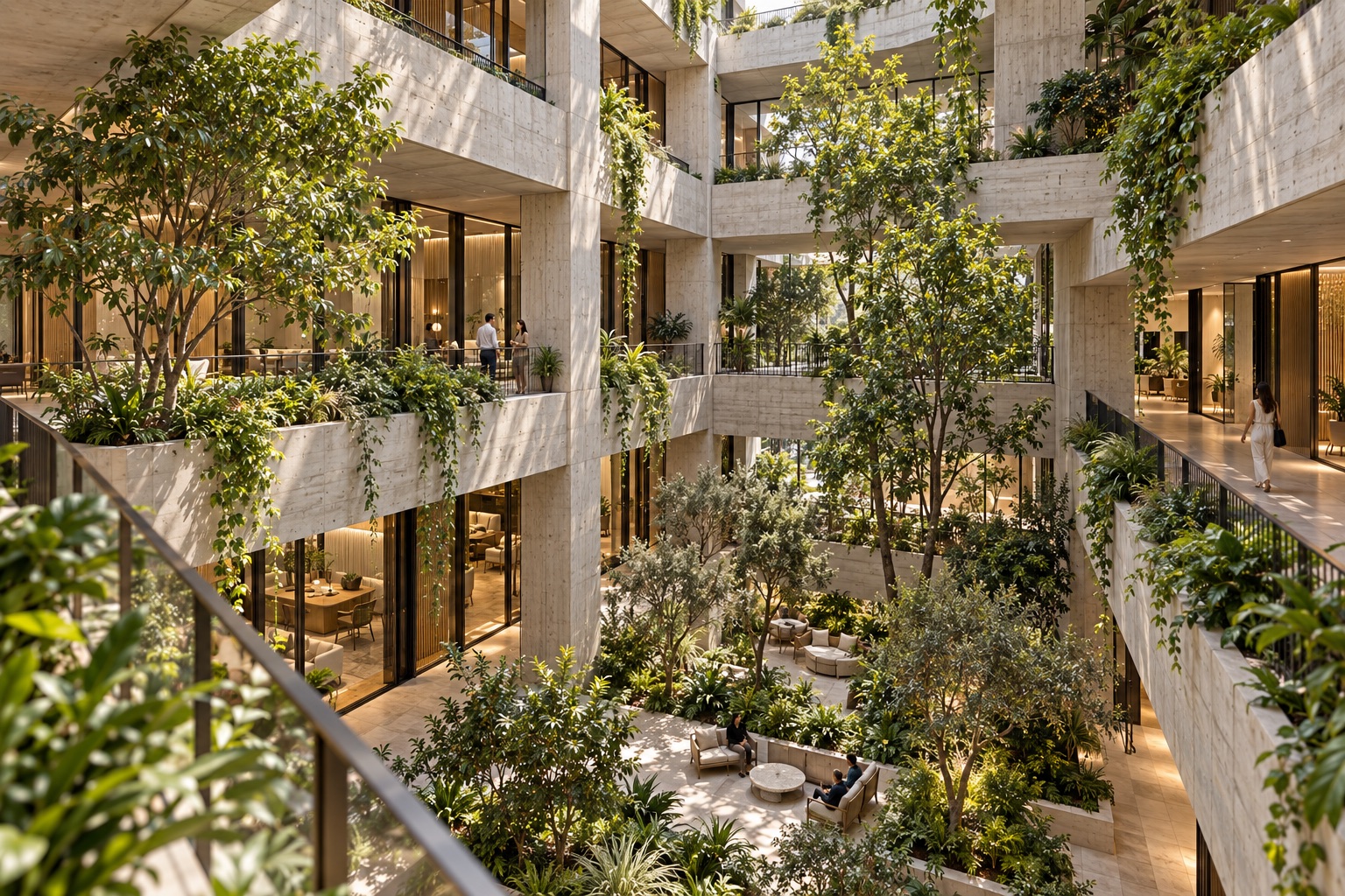 Concept: C8's planted interior atrium and naturally lit shared floors